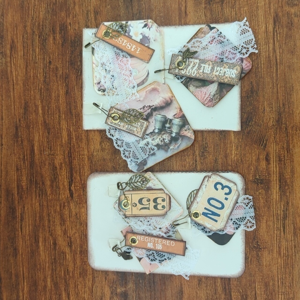 Set Of 6 Rustic Tag Embellishments For Junk Journal/Scrapbooking- Floral/Quotes